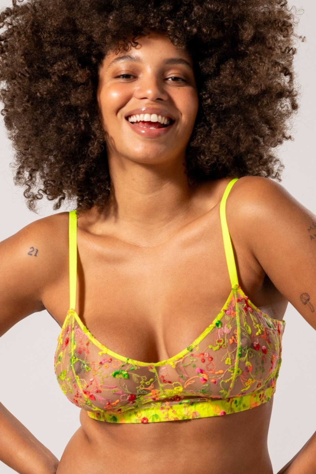 85311 - Damen vegan Balconette Mesh Neon Gelb