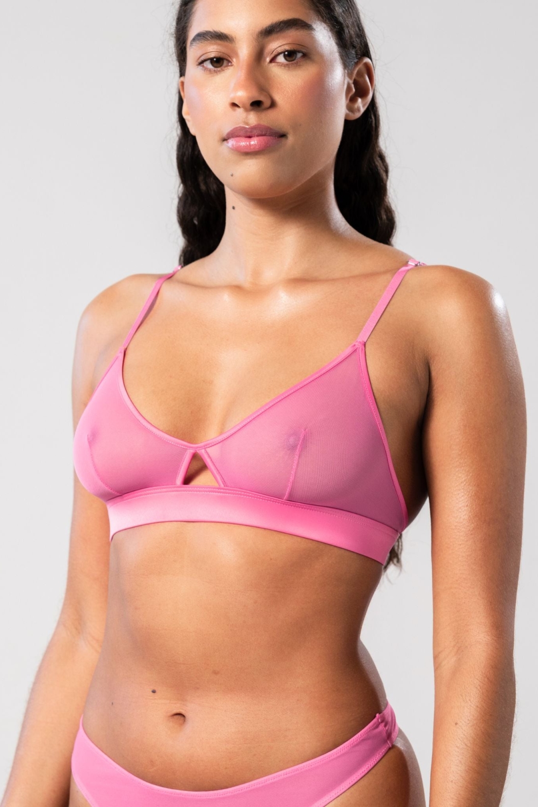 Image of Understatement dames vegan Bralette Uitgesneden Driehoekige Mesh Snoeproze