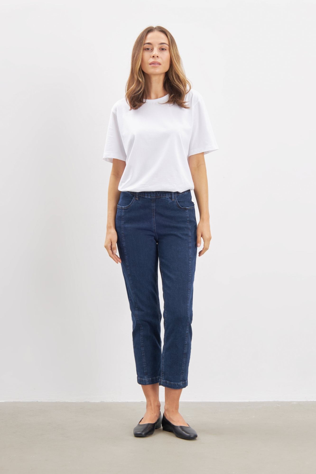 LAURIE Damen vegan Jeans Piper Pure Regular Crop Dunkelblau