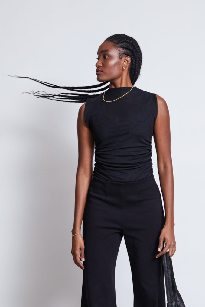 Image of JAN 'N JUNE dames vegan Top Met Ruches Laguna Zwart