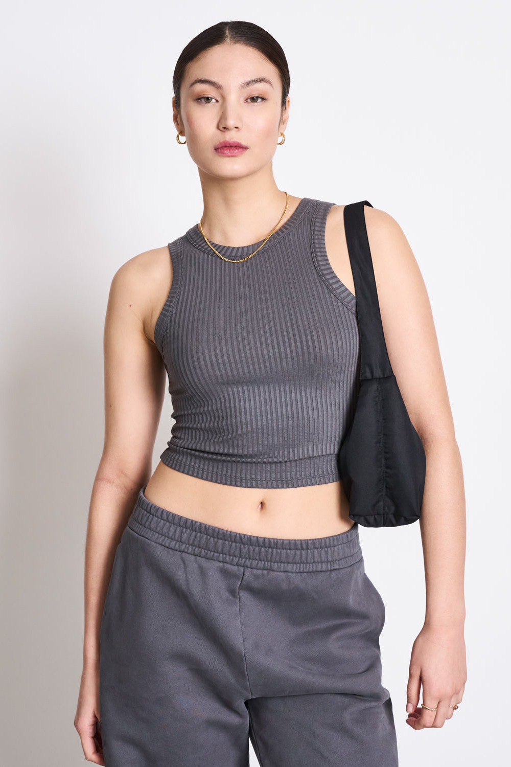 Image of JAN 'N JUNE dames vegan Top Porto Rib Donkergrijs