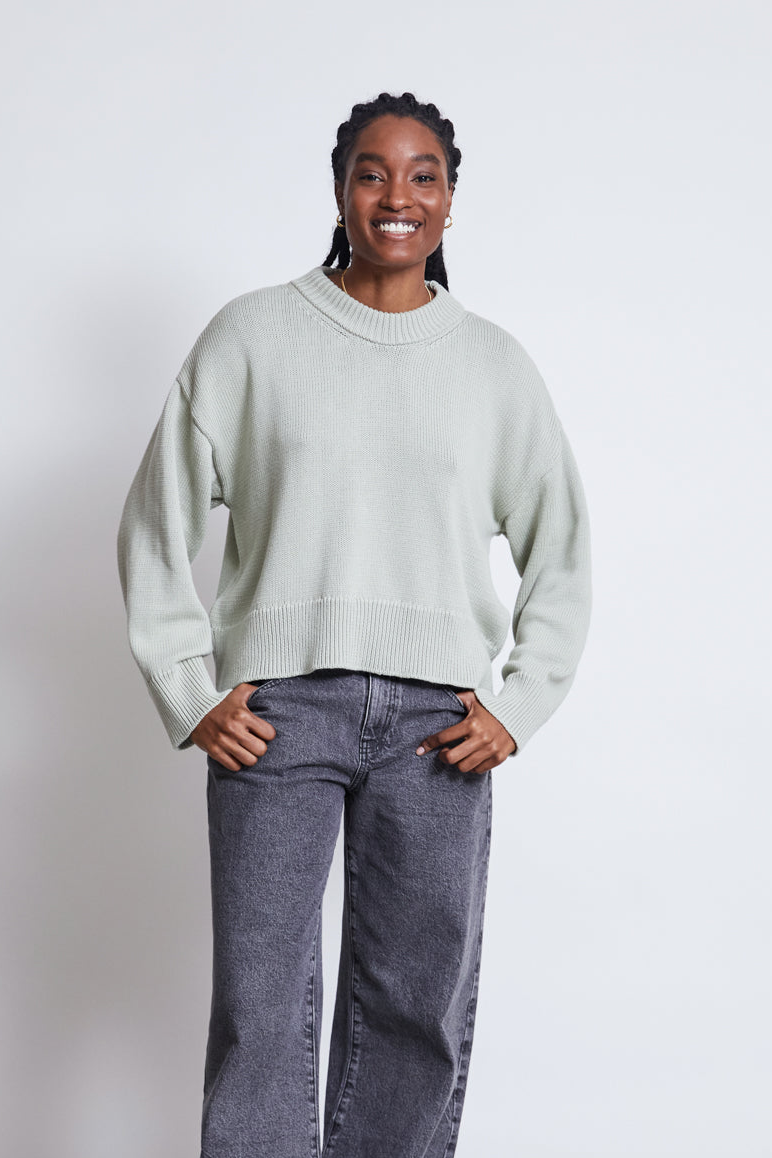JAN N JUNE JAN 'N JUNE Damen vegan Pullover Yagmur Vintage Spitze Grau