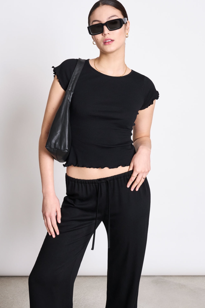 Image of JAN 'N JUNE dames vegan T-Shirt Minirib Ren Zwart