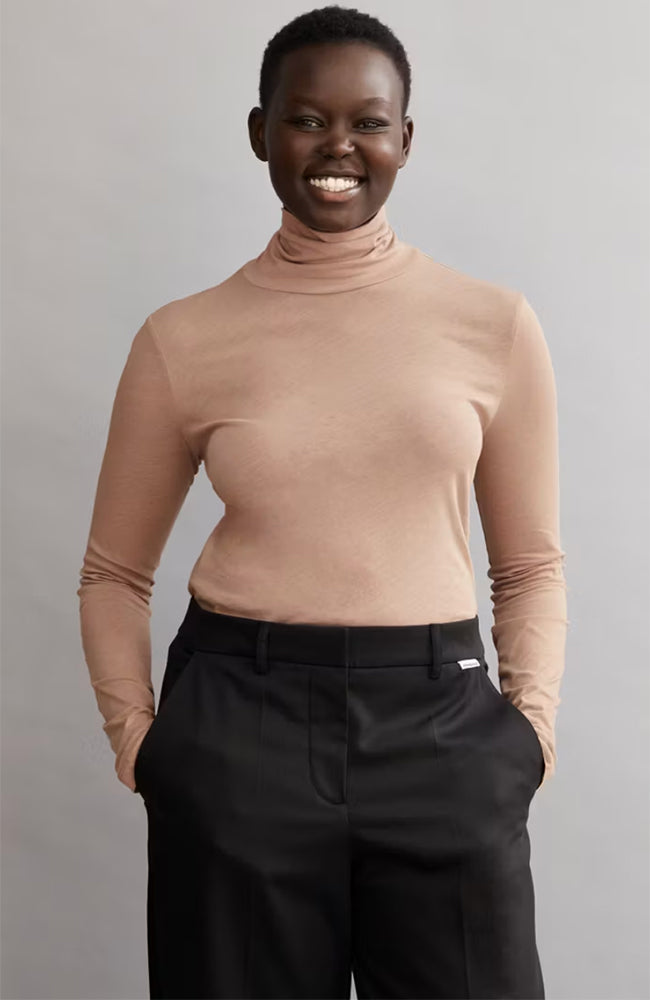 ARMEDANGELS womens vegan Turtleneck Top Graziliaa Cinnamon Cream