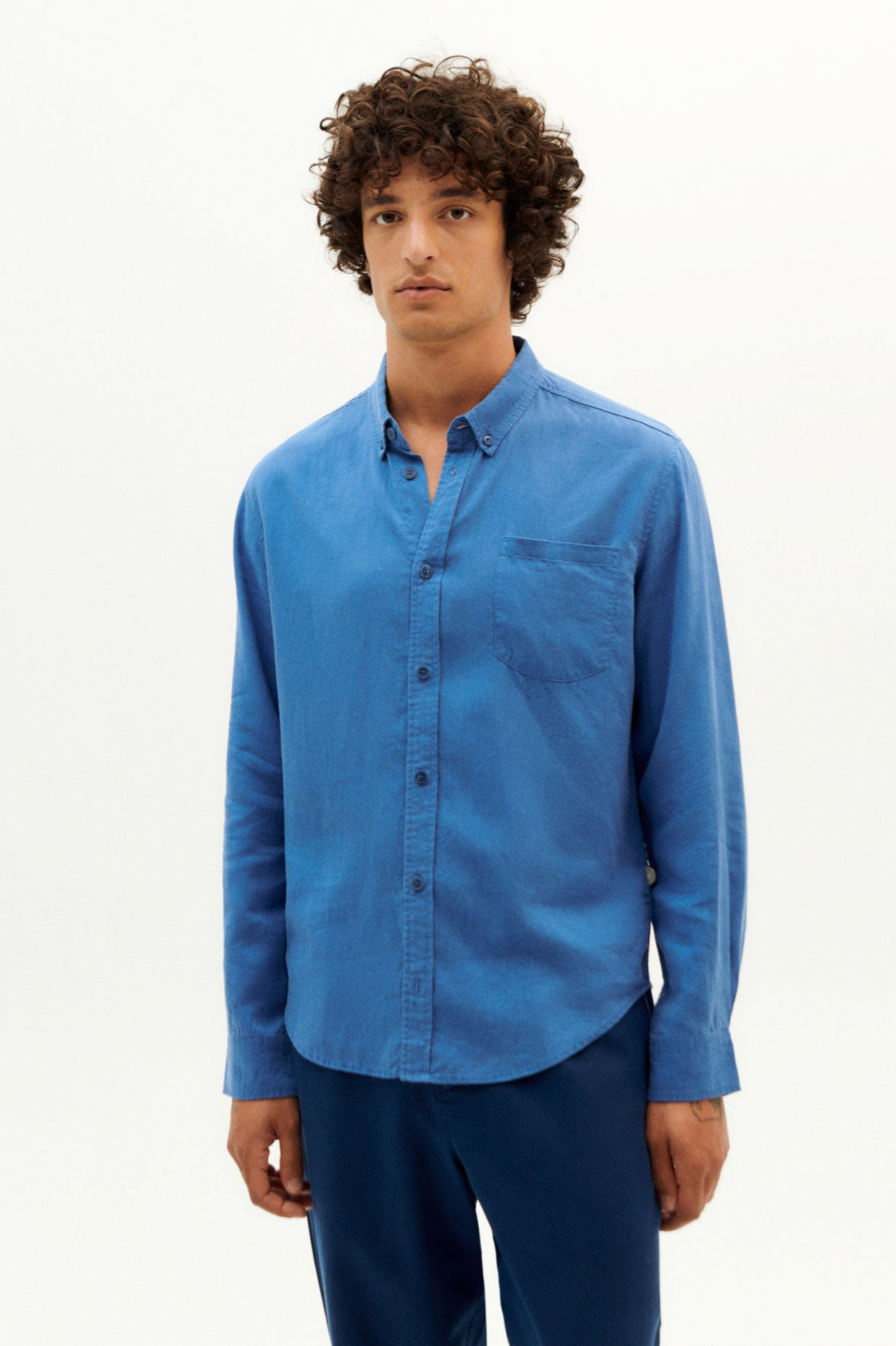 Thinking mu Herren vegan Hemd Hanf Blau