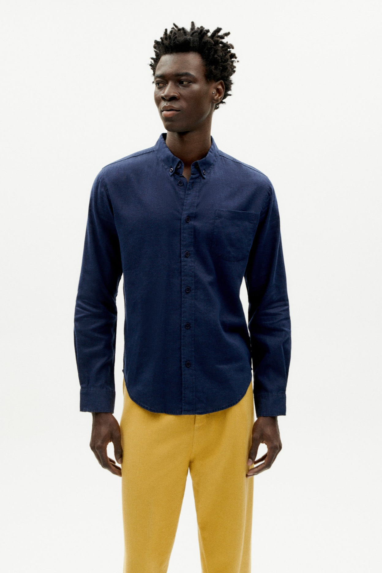 Thinking mu Herren vegan Hemd Hanf Marine