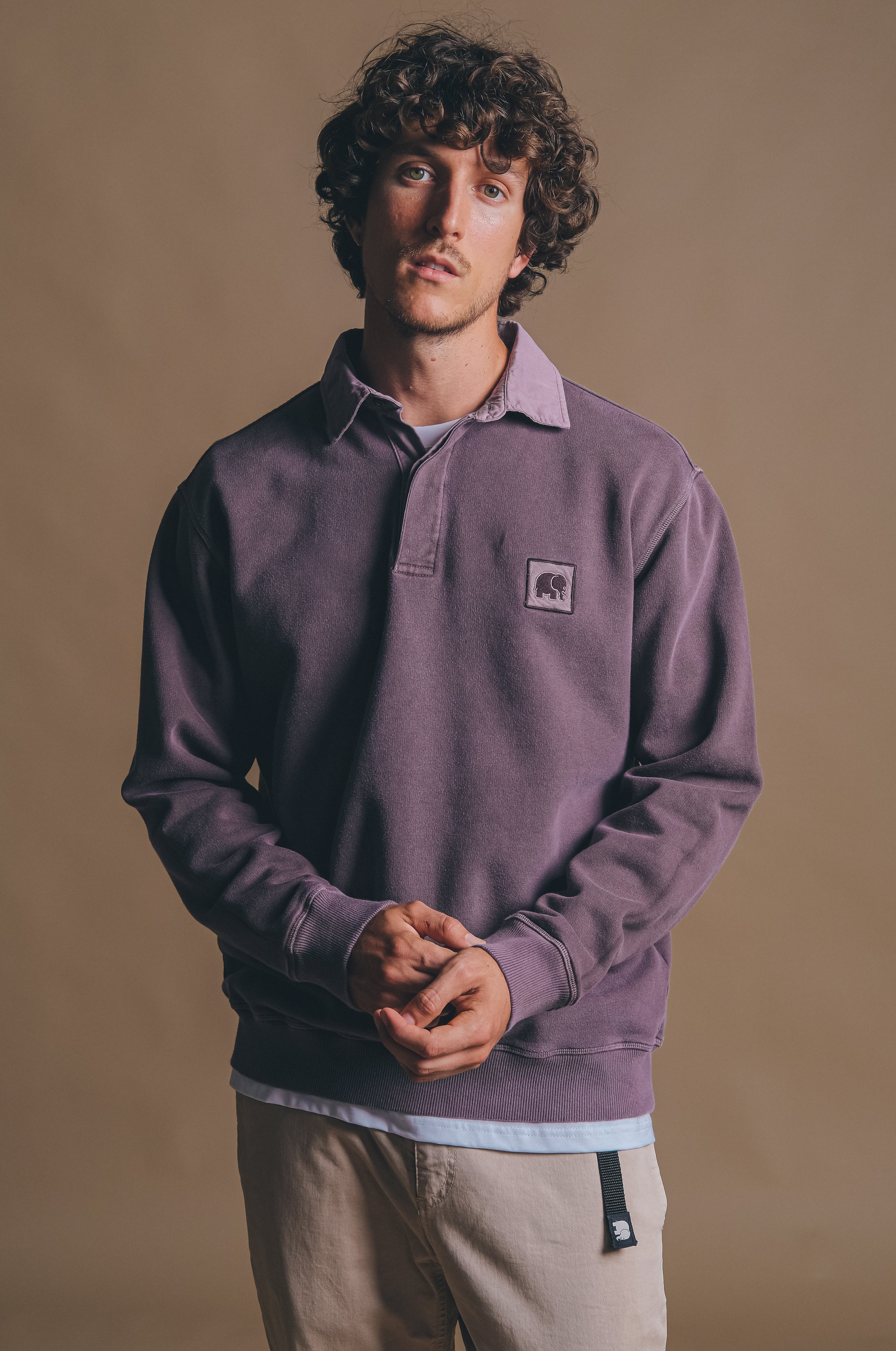 Trendsplant Herren vegan Polo Langarm Eventide Sunset Lila