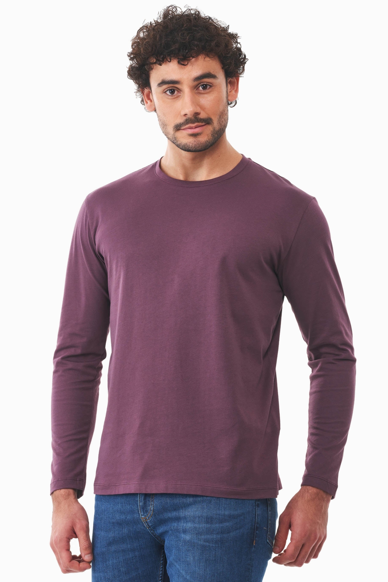 ORGANICATION men vegan T-Shirt Long-Sleeve Dark Fig