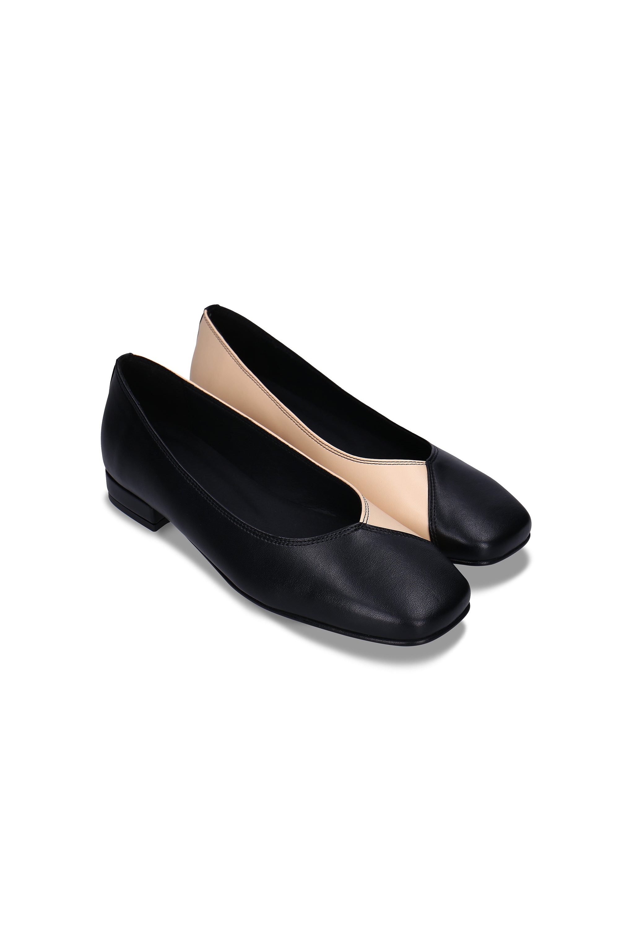 Image of NAE dames vegan Ballerina's Pam Vegan Eco-Leer Beige/Zwart