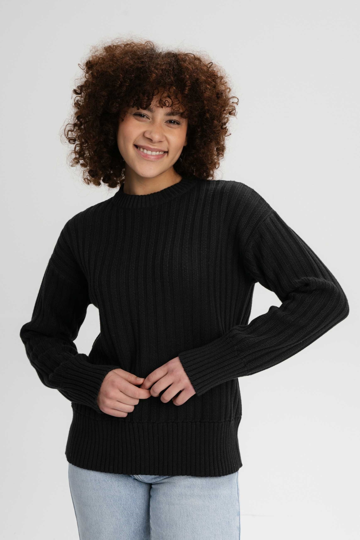 MELA Damen vegan Strickpullover Ishani Schwarz