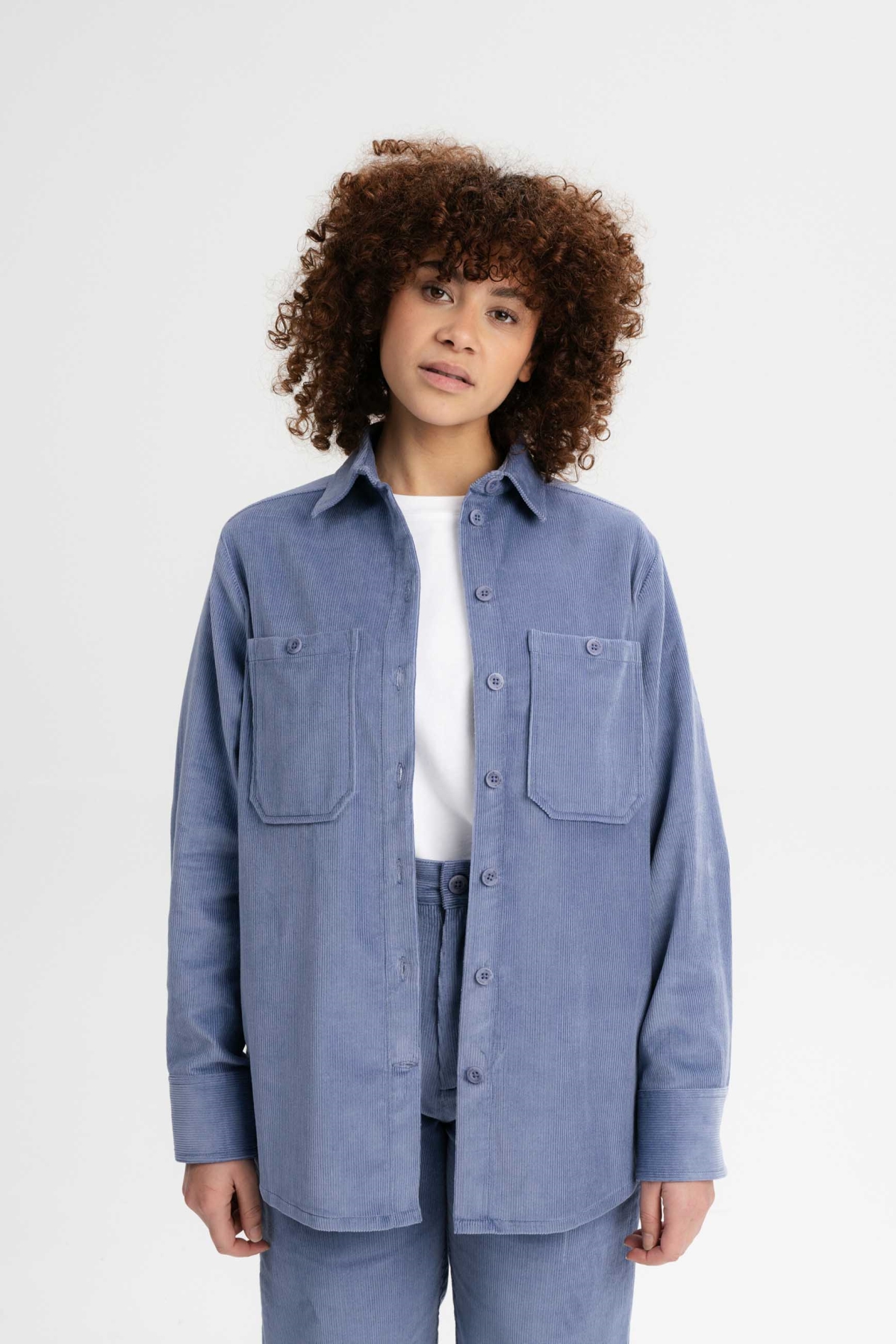 Image of MELA dames vegan Overhemd Corduroy Jiya Blauw