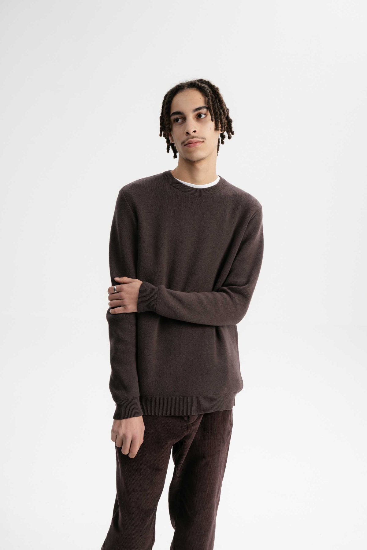 MELA Herren vegan Strickpullover Jacquard Manav Dunkelbraun