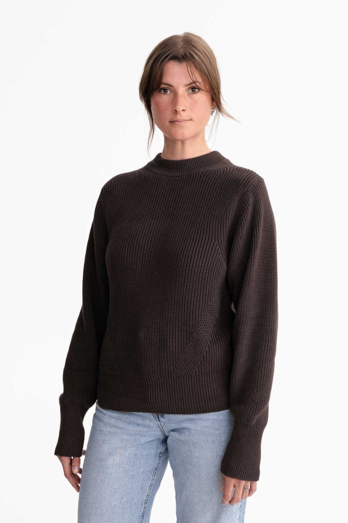MELA Damen vegan Strickpullover Riya Dunkelbraun