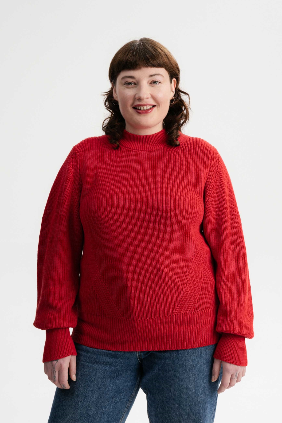 MELA Damen vegan Strickpullover Riya Granatapfel