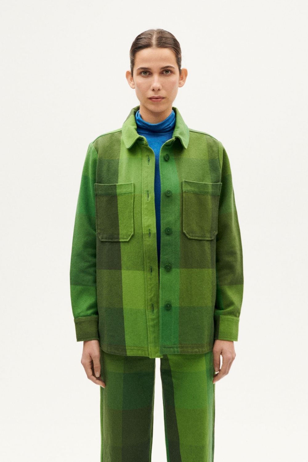 90377 - Thinking MU Damen vegan Ãœberhemd Central Blanket Norita GrÃ¼n