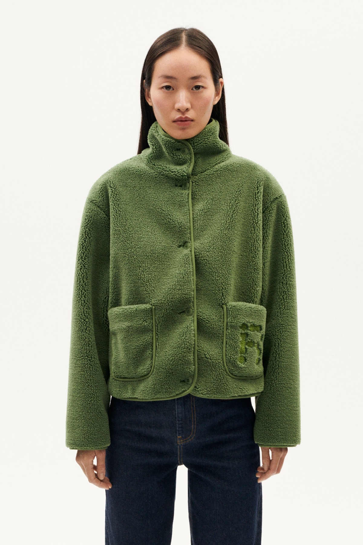 Thinking mu Damen vegan Jacke Kourtney Vegan Shearling GrÃ¼n