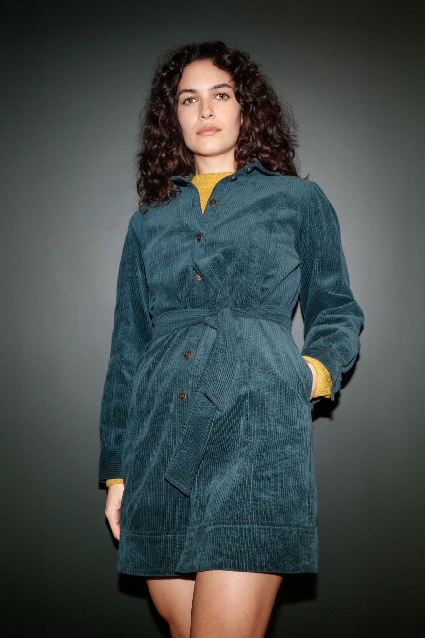 KOMODO Damen vegan Kleid Corduroy Ruby Marine GrÃ¼n