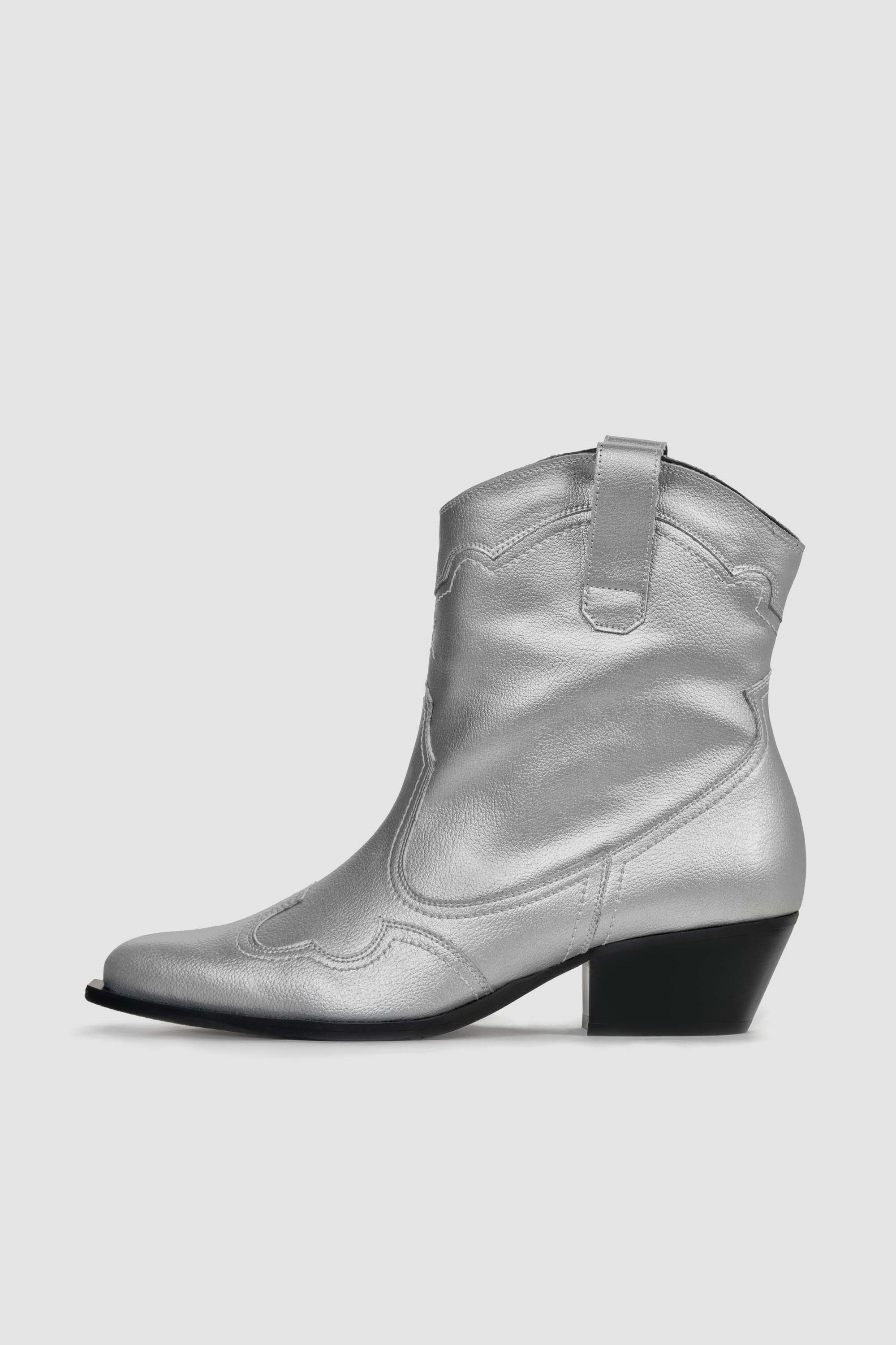BOHEMA Damen vegan Cowboystiefel Metallisch GenÃ¤ht