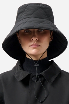 Maium Damen vegan Regenhut Gepolsterter Eimer Schwarz