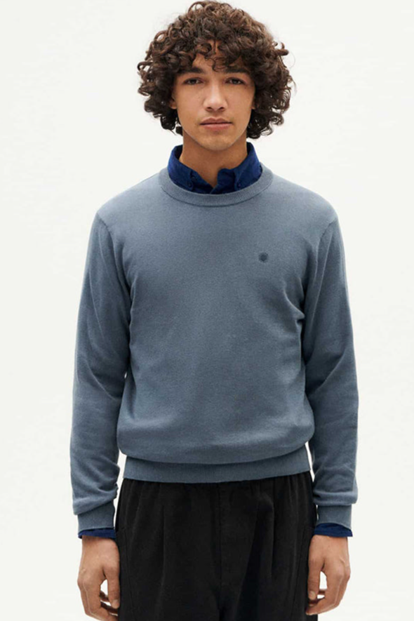 90940 - Thinking MU Herren vegan Pullover Orlando Knit Sea Grau