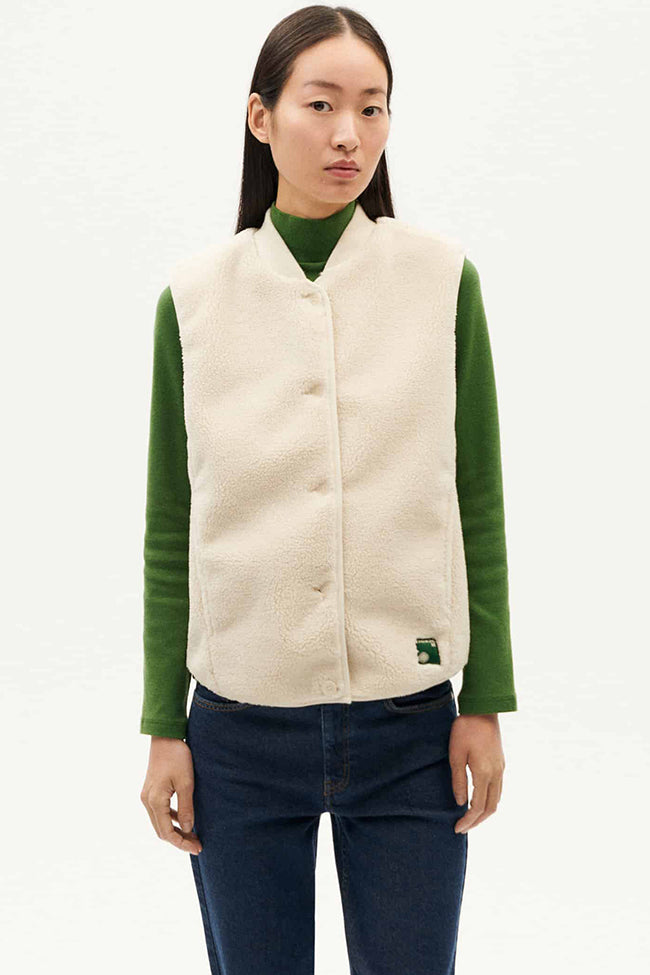 Thinking MU womens vegan Body Warmer Ivory Jay Off-White