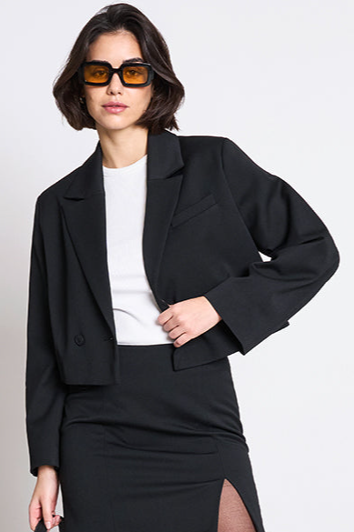 JAN 'N JUNE Damen vegan Cropped Blazer Tulia Schwarz