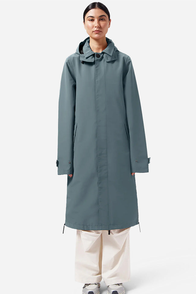 Maium Damen vegan Regenmantel Mac Cartouche Blau Grau