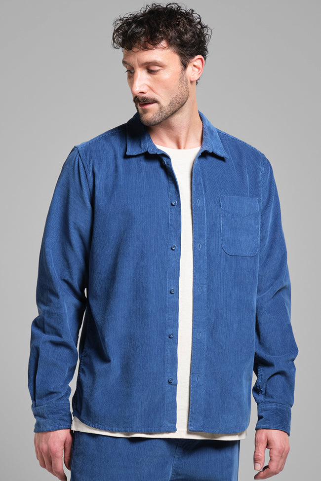 Dedicated Herren vegan Hemd Corduroy Varberg Blau