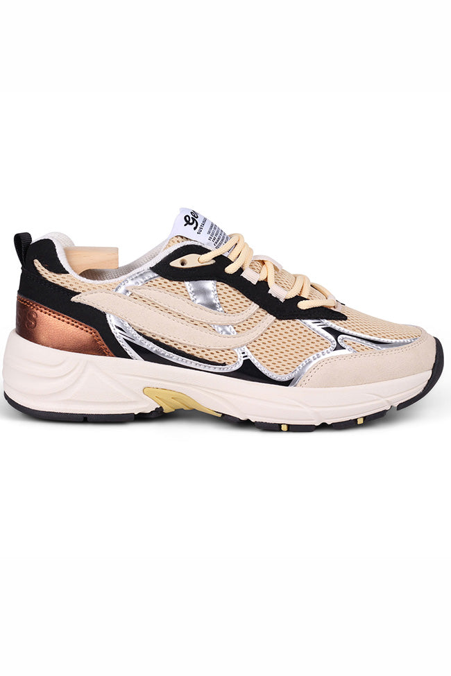 Image of Genesis dames vegan Sneakers Dames G-Eco '99 Metallic Ivoor/Zwart/Zilver