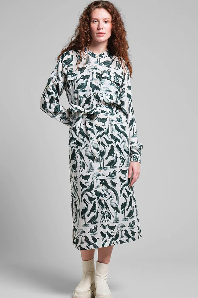 Dedicated Damen vegan Kleid Falsterbo VÃ¶gel GrÃ¼n