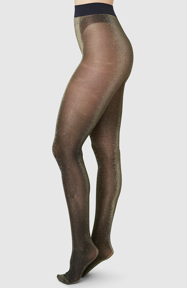 Swedish Stockings womens vegan Tights Tora Glittery Black-Gold