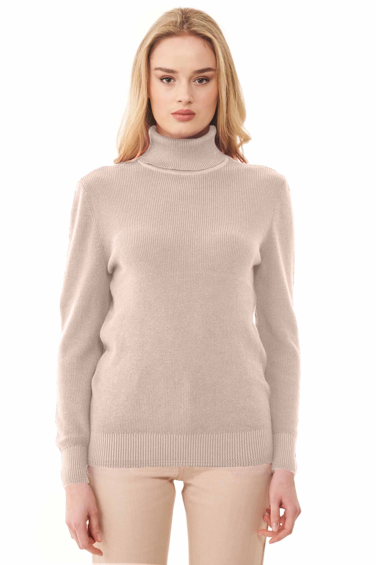 ORGANICATION Damen vegan Rollkragenpullover Beige