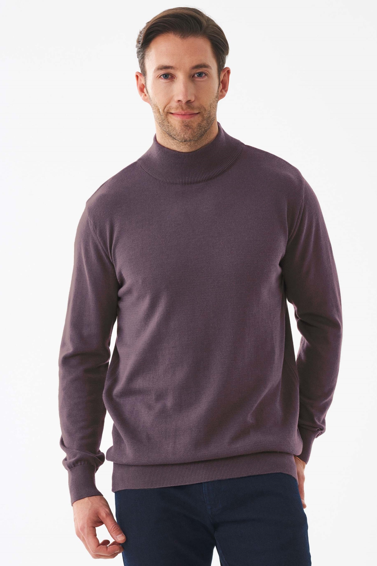 ORGANICATION Herren vegan Rollkragenpullover Dunkelfeige Lila