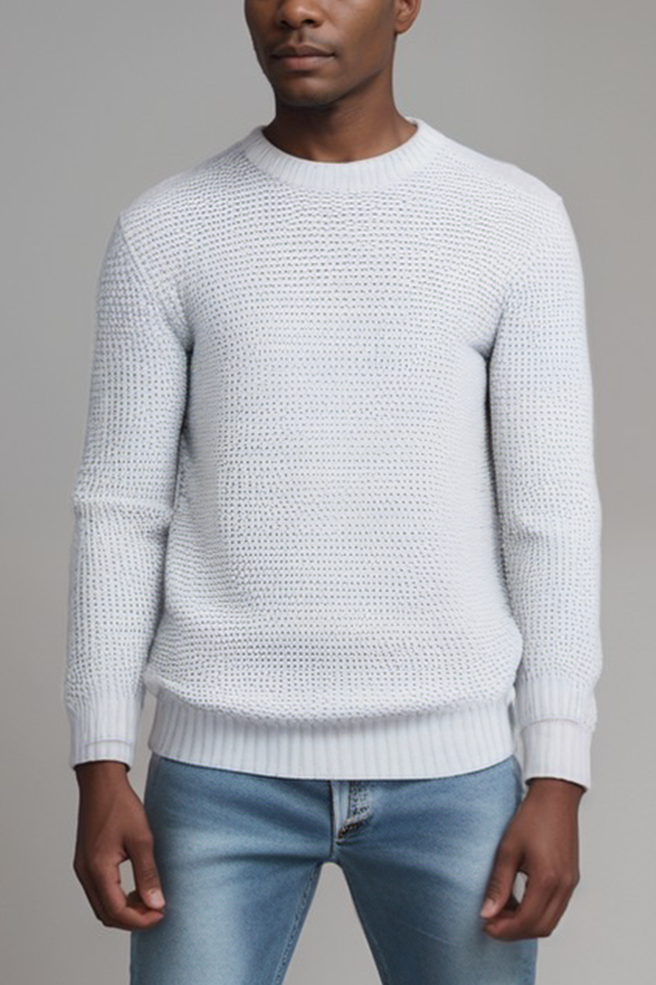 Will's Vegan Store Herren vegan Pullover Chunky Rib Stricken Grau