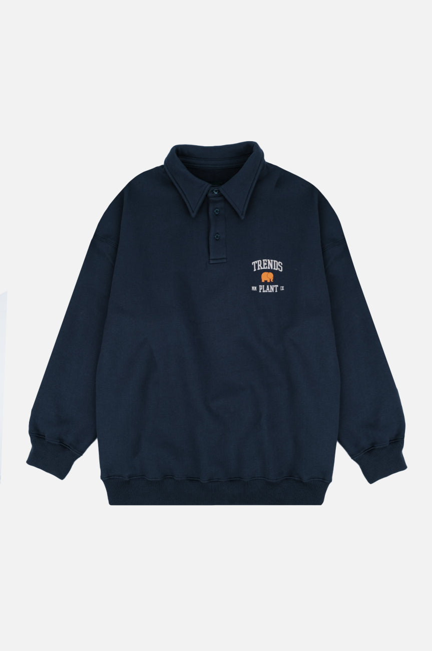 Trendsplant Herren vegan Polo Pullover Kappa College Oversized Deep Navy