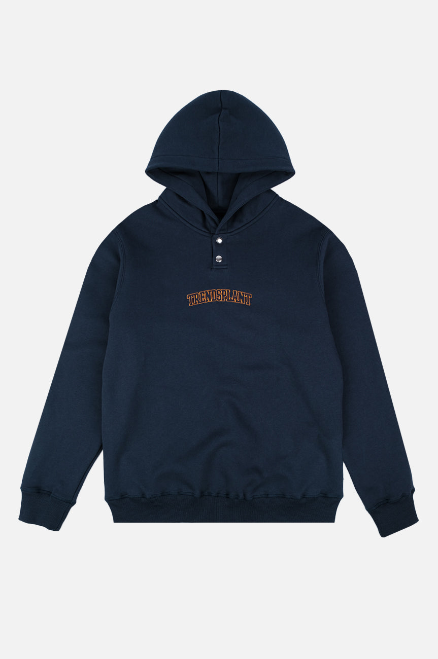 Trendsplant Herren vegan Hoodie Lambda College Button Up Deep Navy