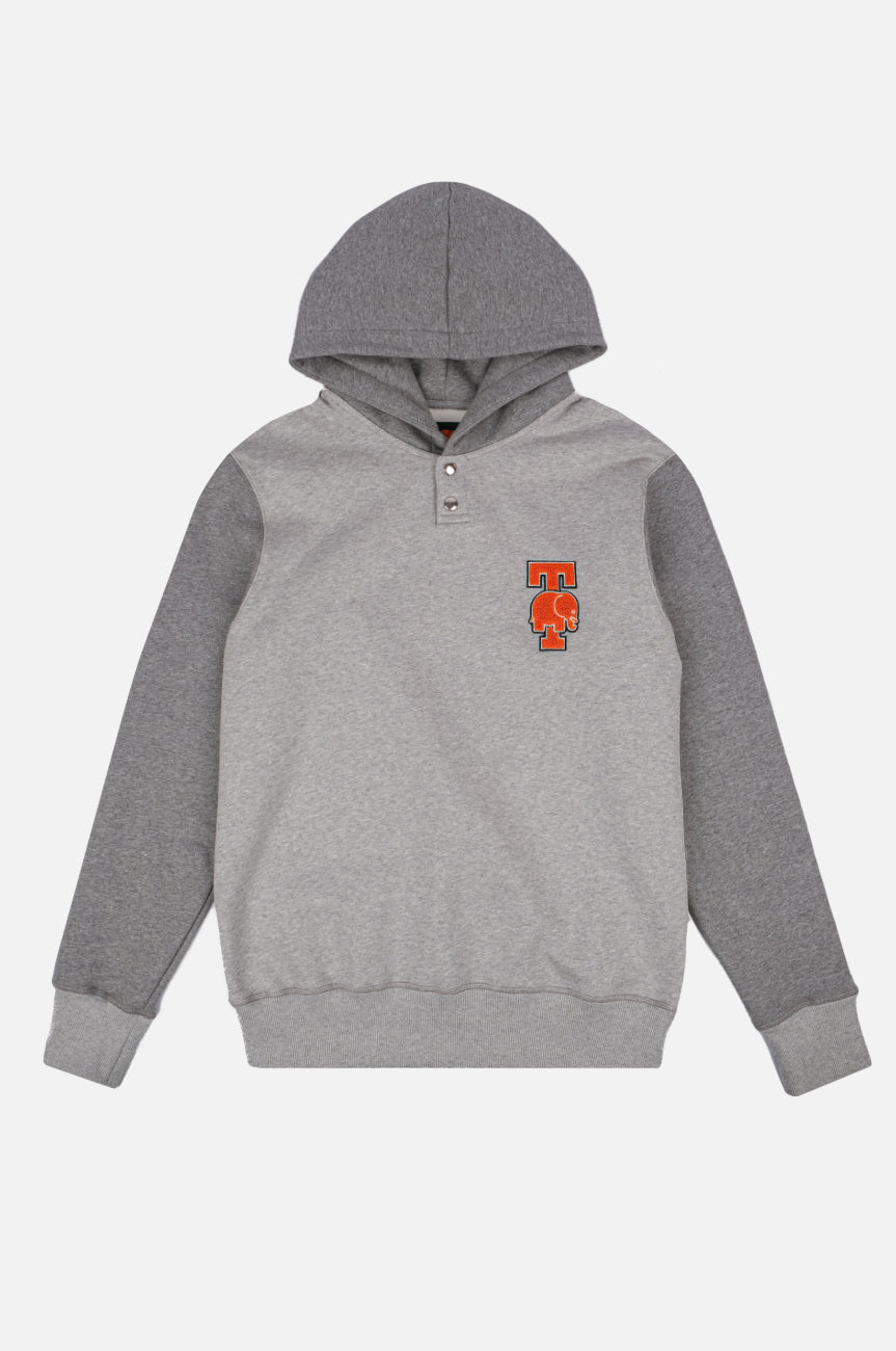 Trendsplant Herren vegan Hoodie Omega College Button Up Light Heather Grey