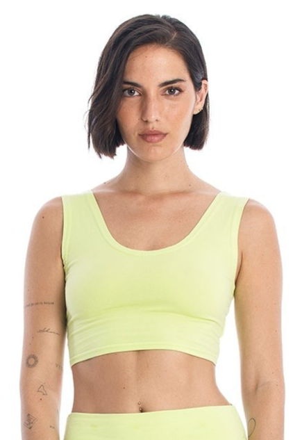 Image of RAVENS VIEW IBIZA dames vegan Yoga Top Limoengeel