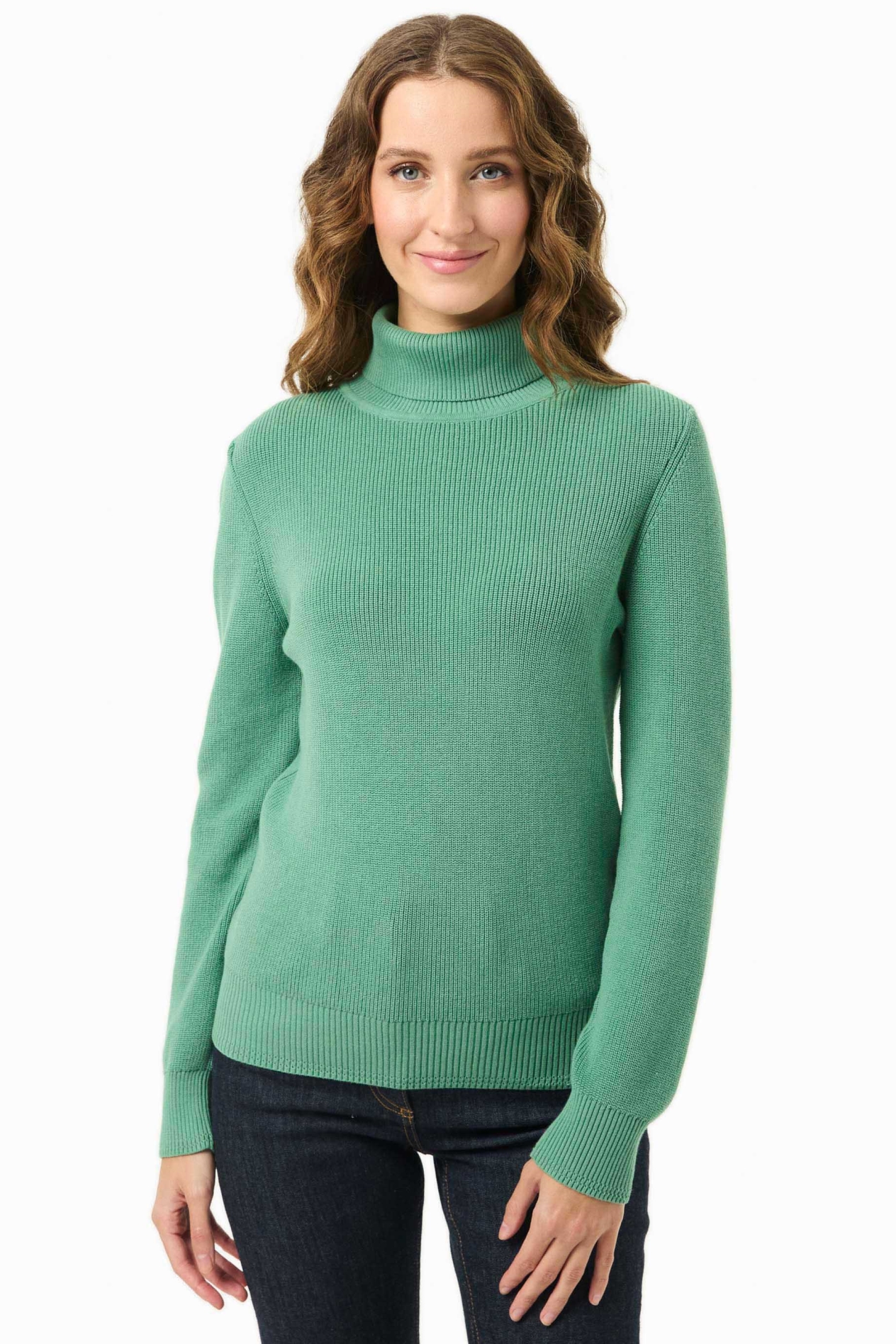 ORGANICATION Damen vegan Pullover Rollkragenpullover BlattgrÃ¼n