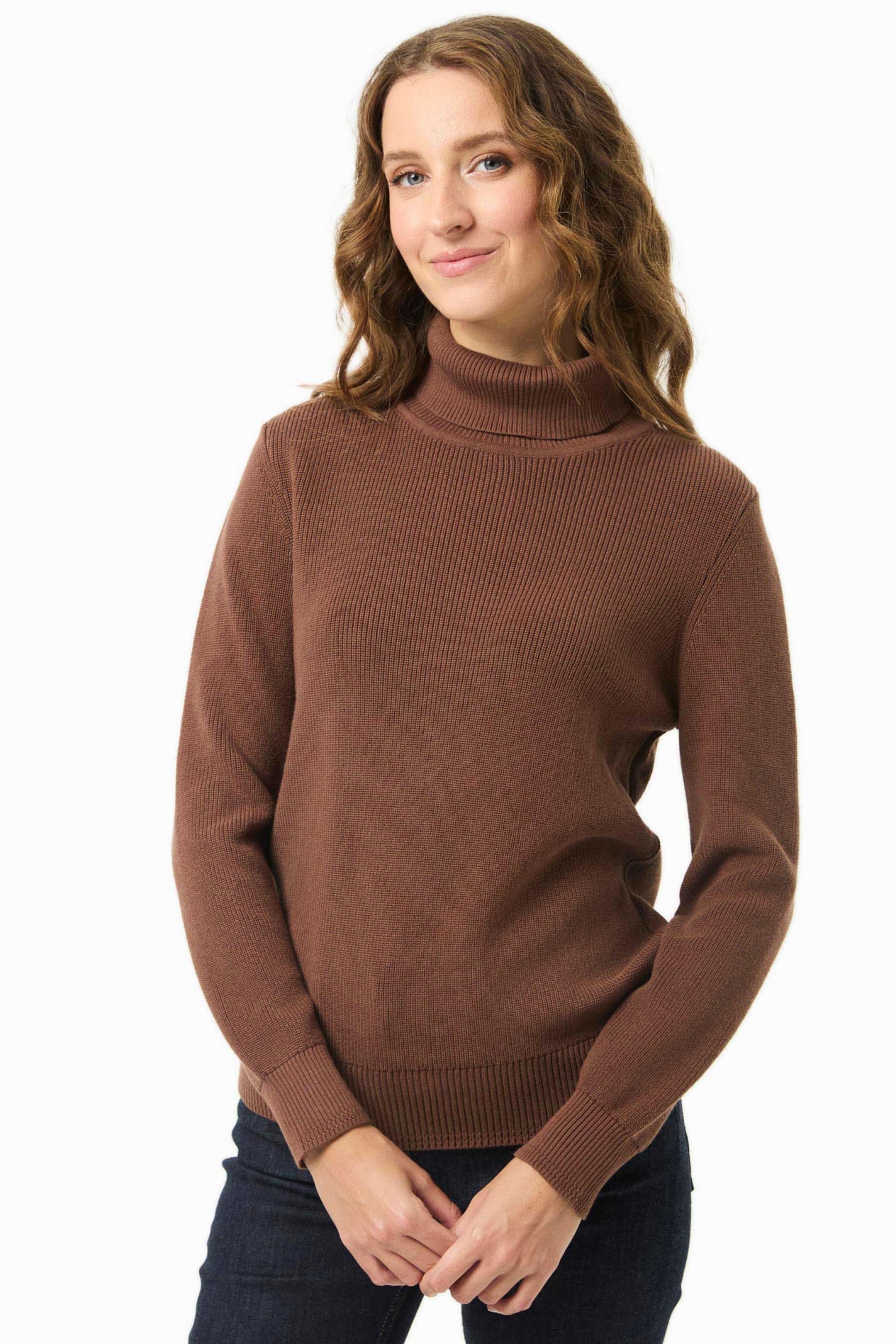 ORGANICATION Damen vegan Pullover Rollkragenpullover Kakaobraun