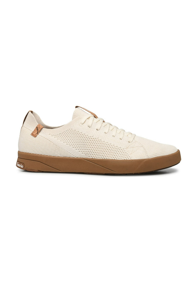 SAOLA Herren vegan Sneaker Herren Cannon Knit 2.0 Weiß / Tobacco
