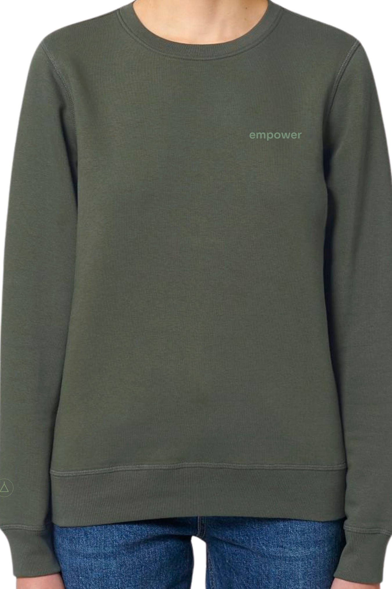 Inaska Damen vegan Sweatshirt Unisex Statement Empower Khaki