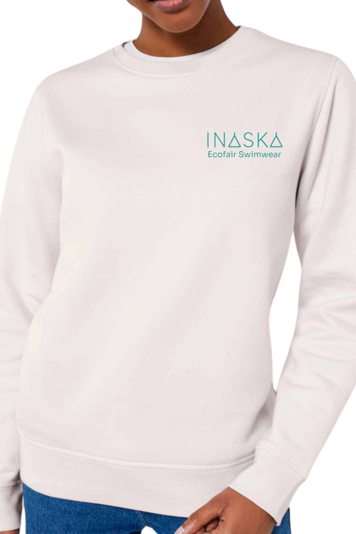 Inaska Damen vegan Pullover Unisex Vintage WeiÃŸ