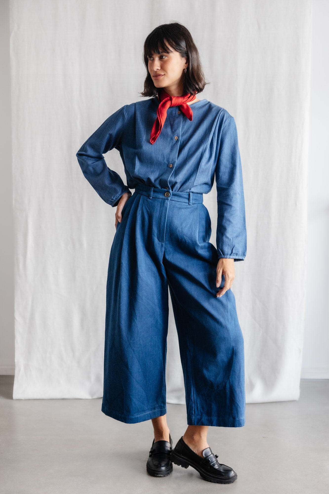Image of Jyoti Fair Works dames vegan Culotte Awa Denimblauw