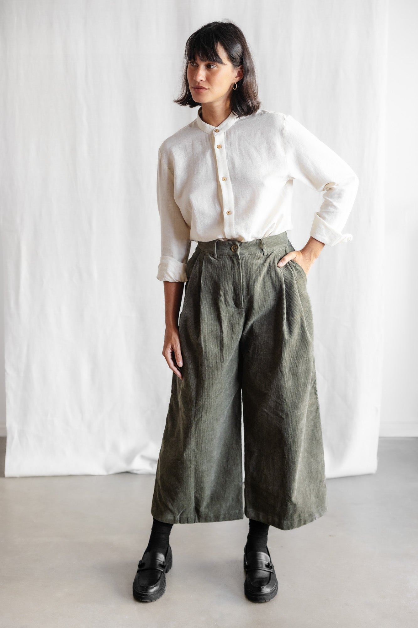 Image of Jyoti Fair Works dames vegan Culotte Awa Pistachegroen