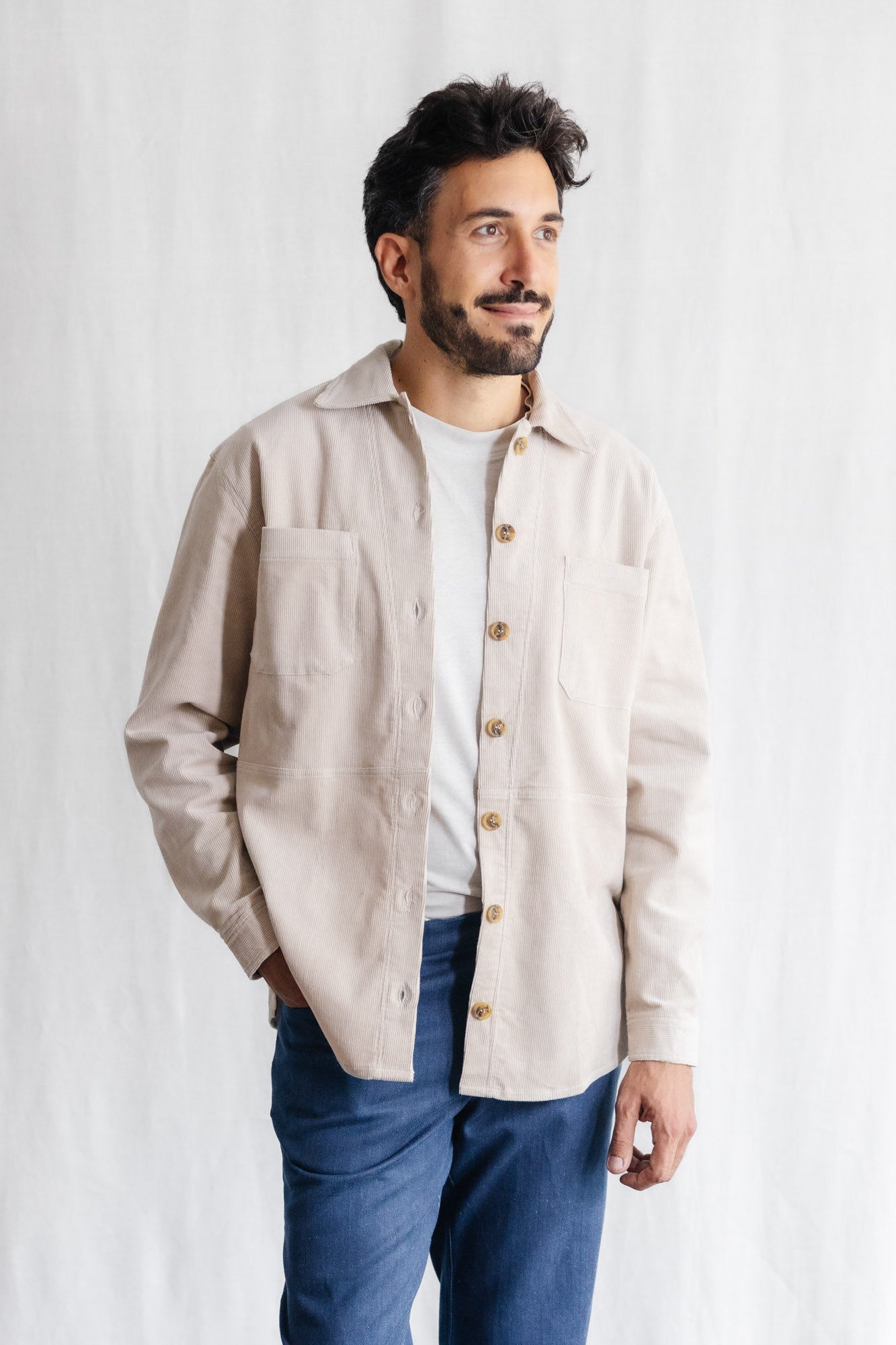 Jyoti Fair Works Herren vegan Überhemd Kal Beige