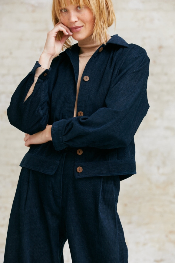 Image of Jyoti Fair Works dames vegan Jas Khajana Nachtblauw