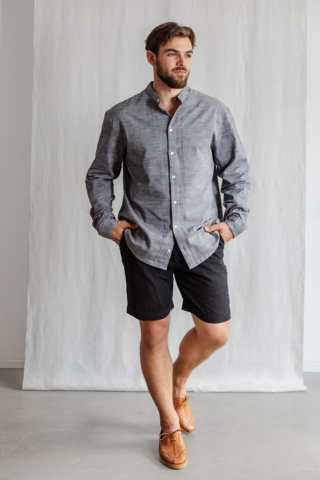 Image of Jyoti Fair Works mannen vegan Shirt Harish Grijs