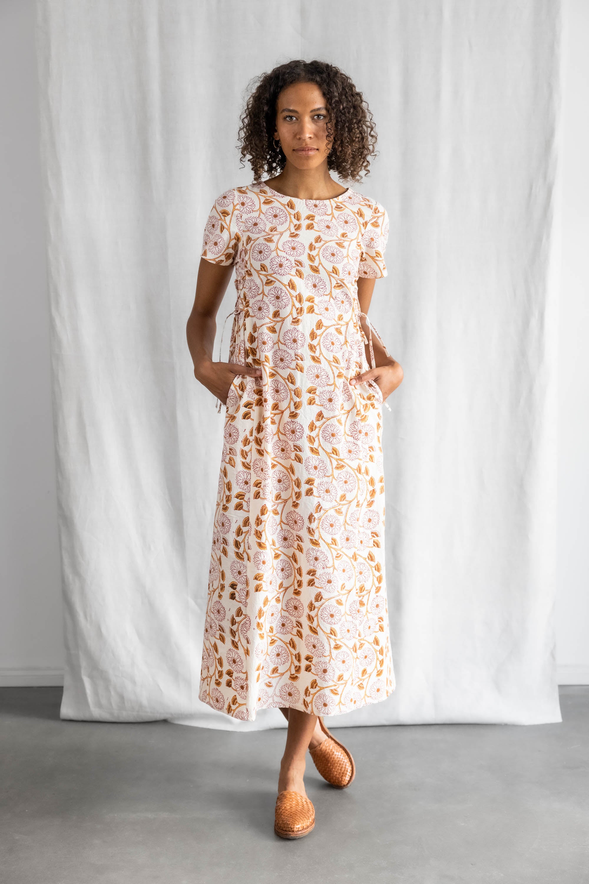 Image of Jyoti Fair Works dames vegan Jurk Ishani Blockprint Bloemen