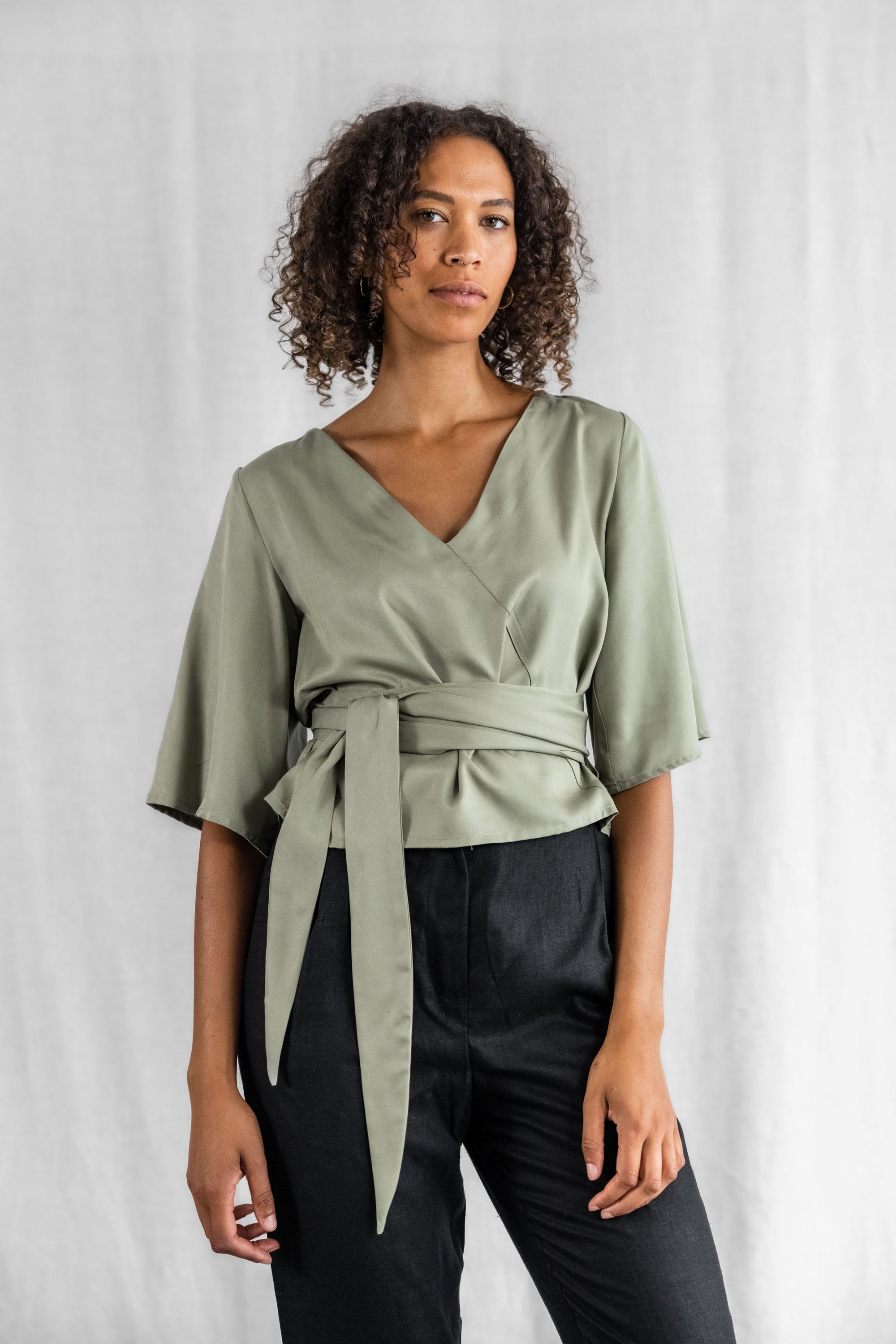 Jyoti Fair Works Damen vegan Bluse Vasanta Matcha GrÃ¼n